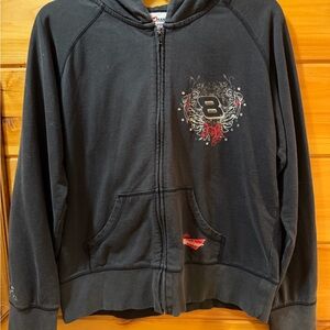Chase Authentics Dale Earnhardt Jr. Black Zip-Up Hoodie with Crest and Number 8